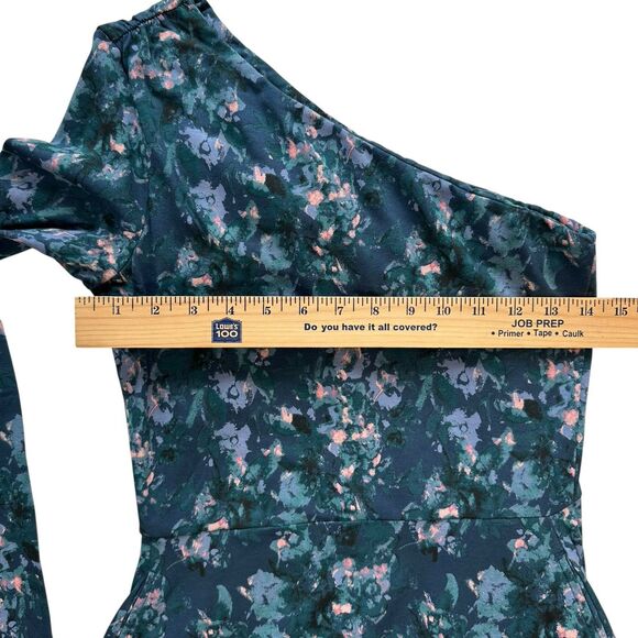 Pact One Shoulder Fit & Flare Midi Dress Blue Floral Watercolor Size S Small - Picture 8 of 12